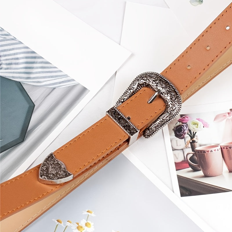 Retro Wide Waist Belt with Tassel Buckle for Men