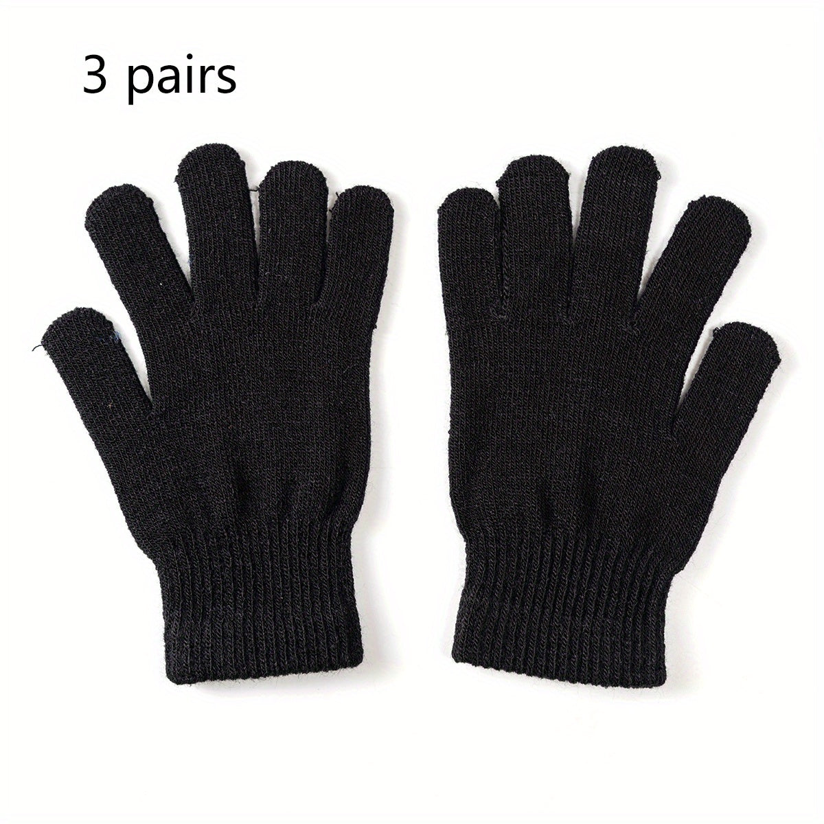 Boys Woolen Knitted Gloves, Warm & Elastic Five Finger Glov