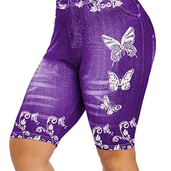 Butterfly Print High Waist Biker Shorts