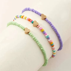 Girls Colorful Foot Anklet Bracelets with Heart Accessories