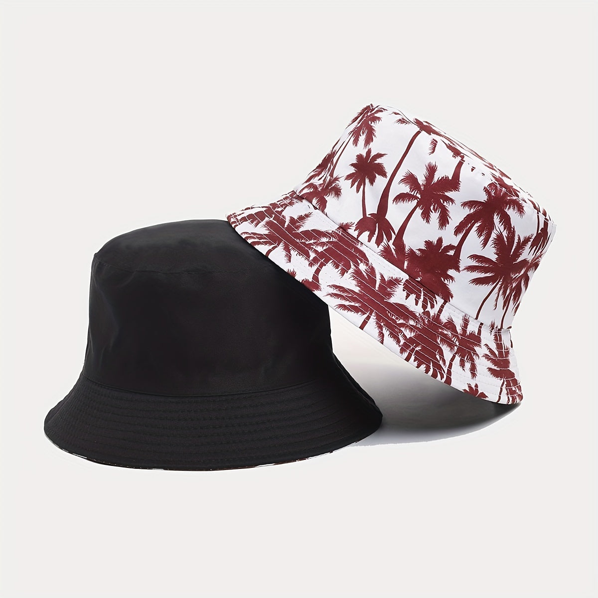 Coconut Tree Print Reversible Bucket Hat for Summer Beach Vacation