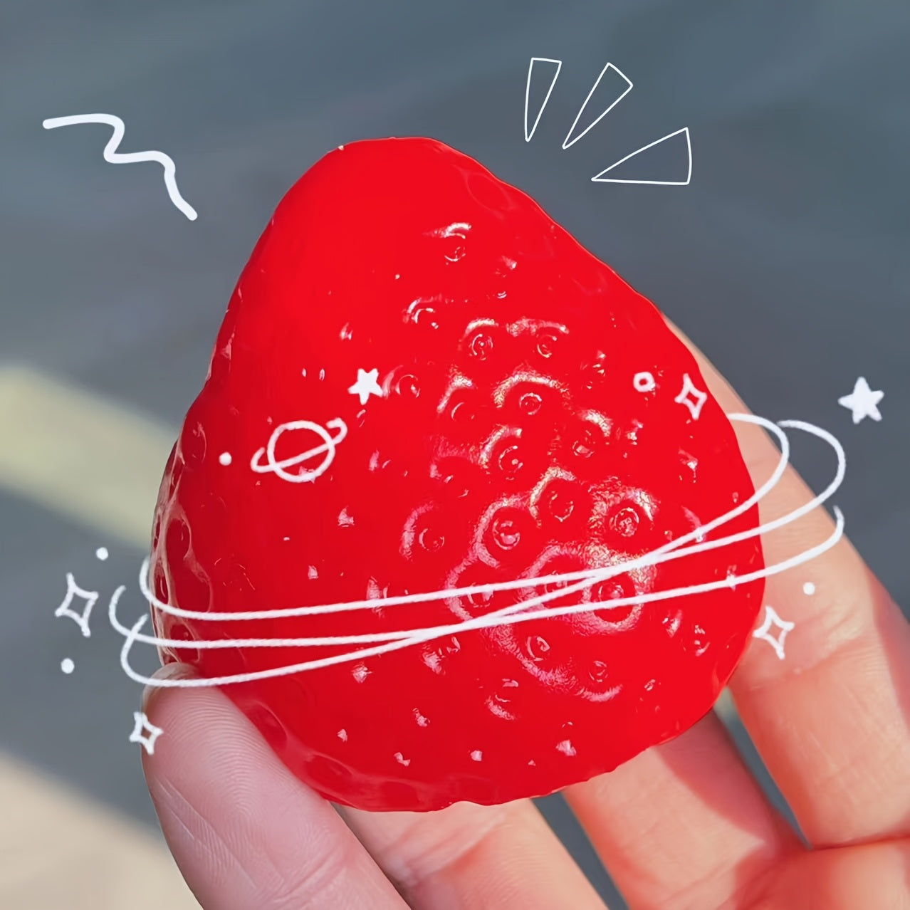 3PCSTPR Strawberry Stress Relief Squeezing Toy Soft Silicone Texture DIY Home