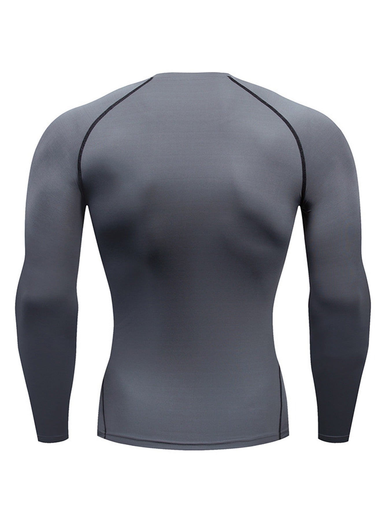 Men's Grey Compression Shirts Quick Dry Long Sleeve Athletic Workout Tops