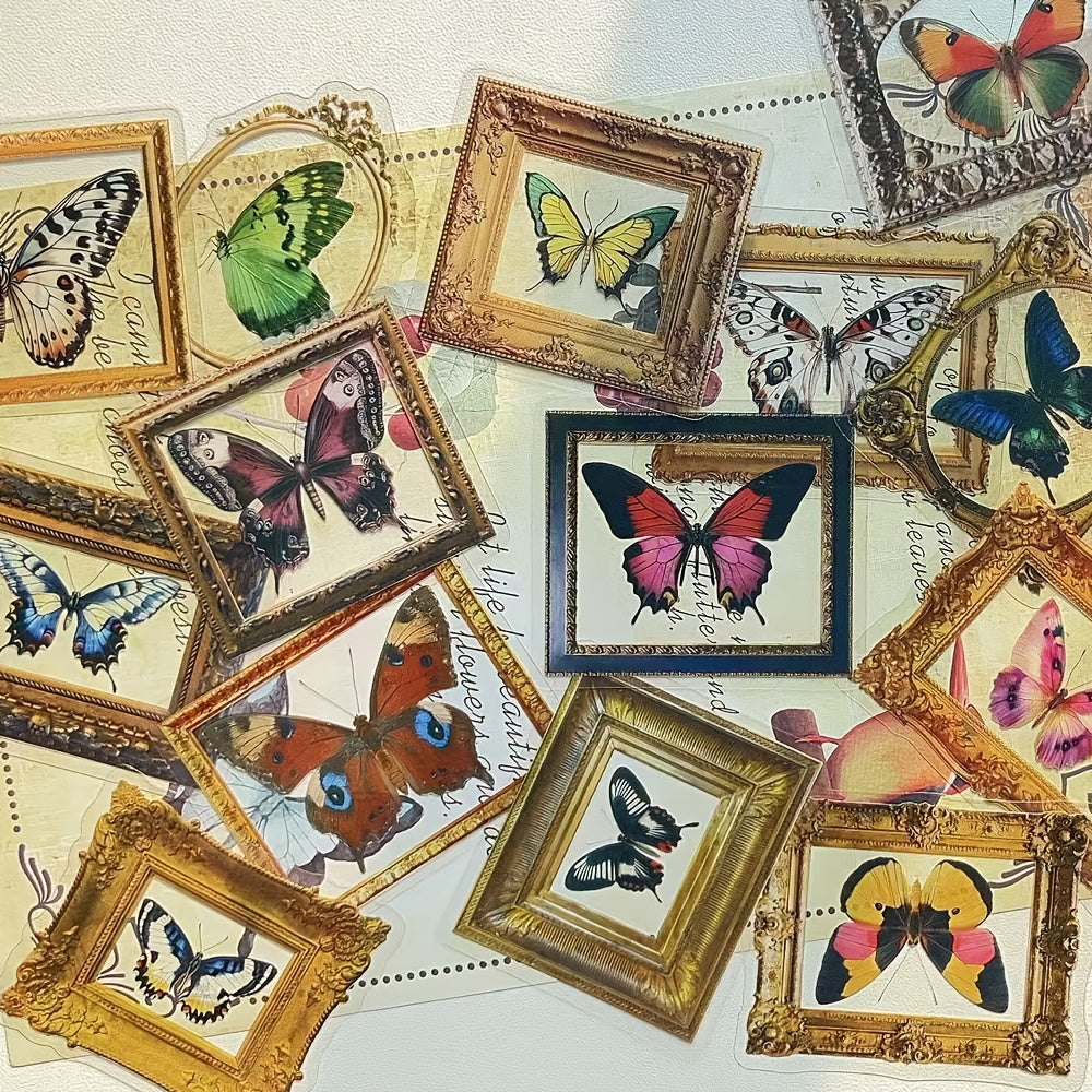 Vintage Butterfly Frame Stickers for DIY Albums & Journals