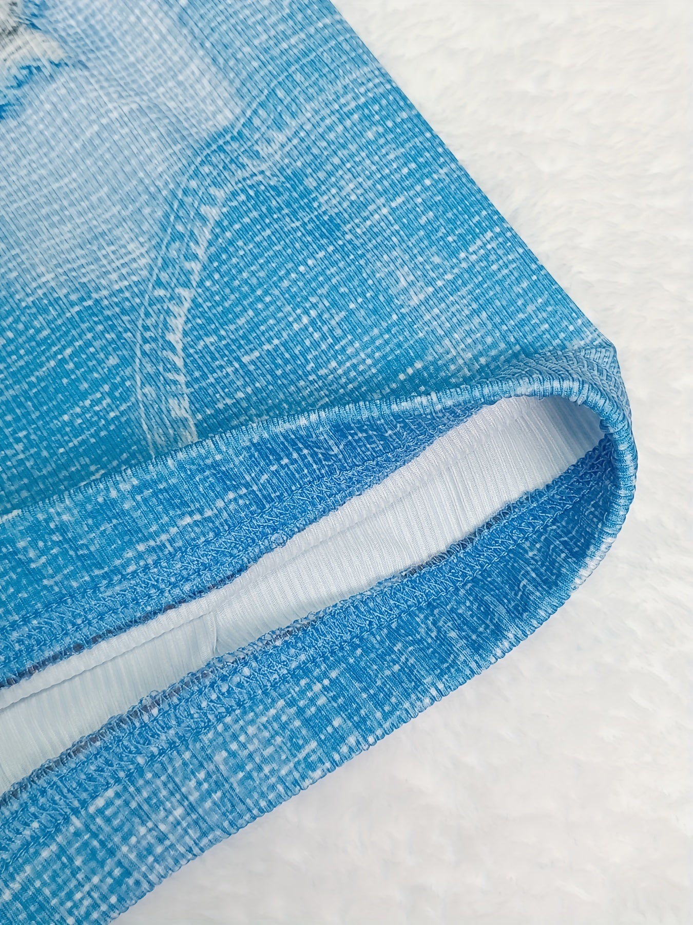 Denim & Splash Print High Rise Stretchy Skinny Shorts