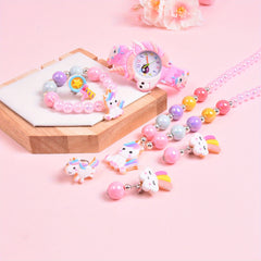 Girls Cartoon Pony Silicone Watch Band & Jewelry Set