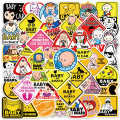 50 Baby On Board Car Doodle Stickers for Strollers