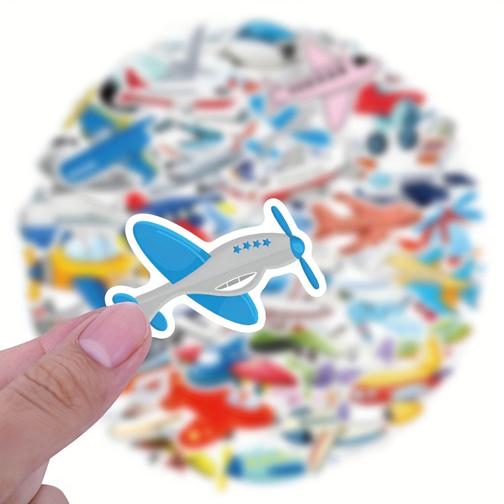 63pcs Cartoon Plane Vinyl Stickers Pack Waterproof for Water Bottle Laptop Phone