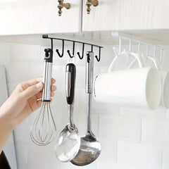 6-Hook Storage Shelf Under Cabinet Metal Mug Cup Hanger