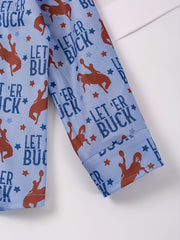 Boys Letter Horse Full Print Long Sleeve Button Down Shirt