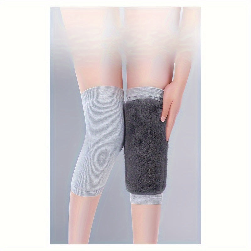 Winter Knee Pads Rabbit Fur Sports Leg Warmers