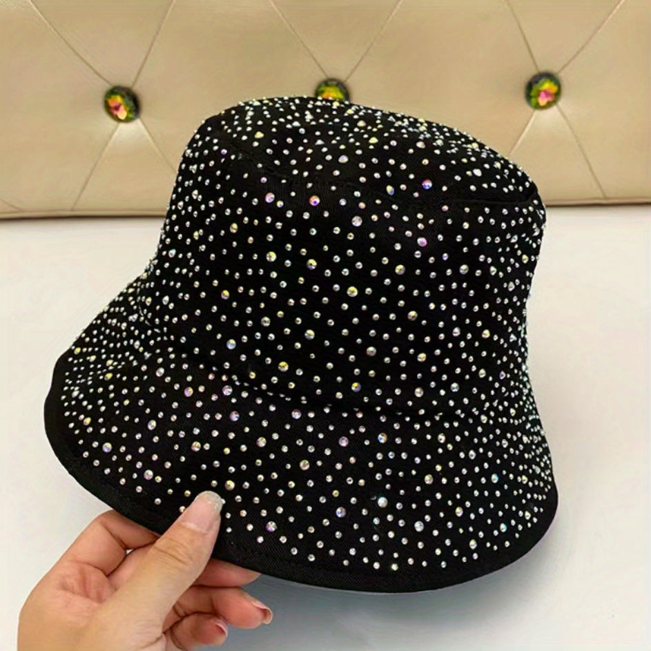 Rhinestone Decor Casual Bucket Hat - Adjustable Fisher