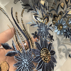 Sequin Flower Lace Fabric Embroidered Gown Appliques Collar