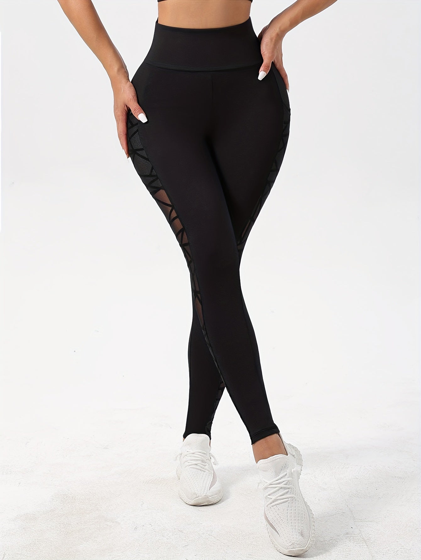 Mesh Stitching Yoga Pants High Stretch Sports Leggings