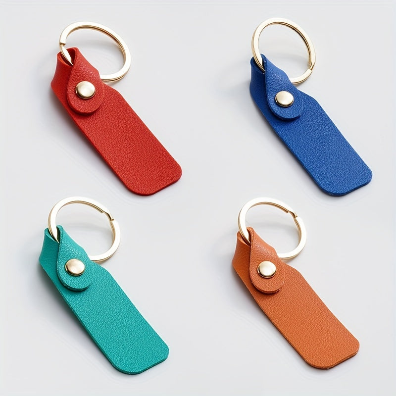 Men's PU Leather Blank Rectangle Keychain DIY Laser Engraving Gift
