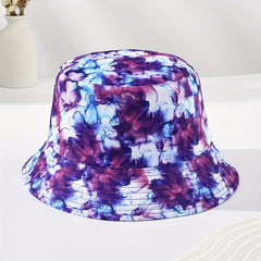 Purple Tie Dye Bucket Hat Lightweight Breathable Fisherman Cap