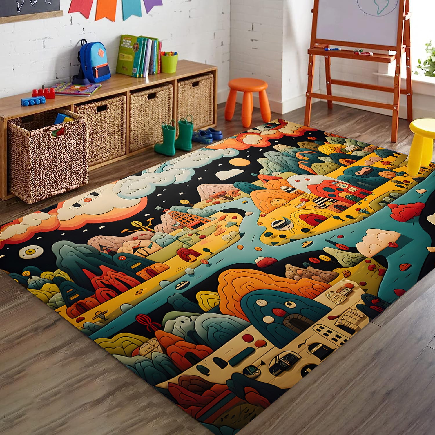 Non Slip Kids Carpet Playmat Rug Early Educational