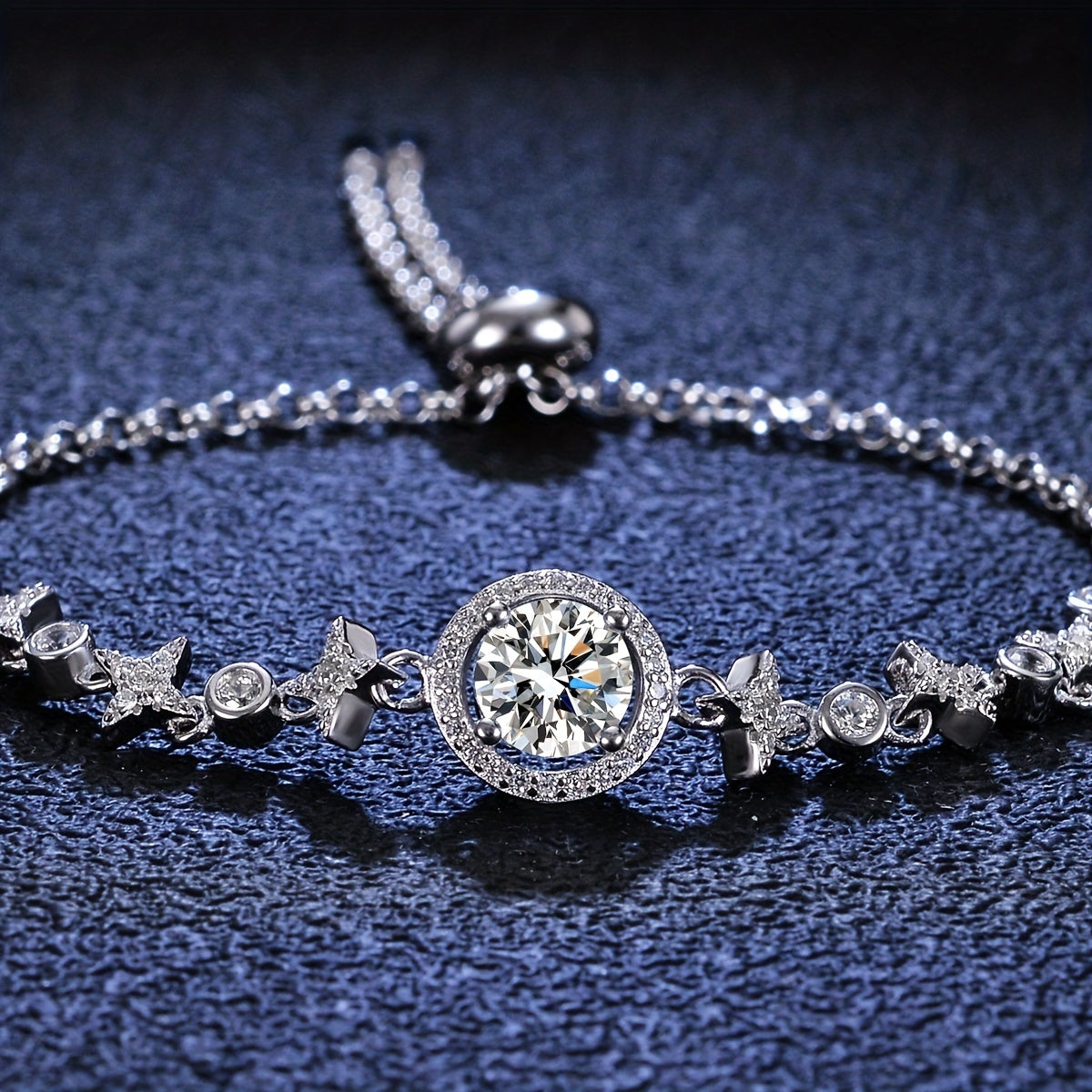 1Ct Classic Moissanite Star Round Bracelet S925 Silver Engagement Wedding Gift