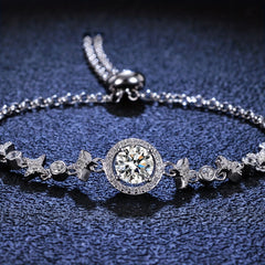 1Ct Classic Moissanite Star Round Bracelet S925 Silver Engagement Wedding Gift