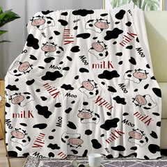 Cow Print Blanket Soft Warm Flannel Blanket for Home & Outdoor Use