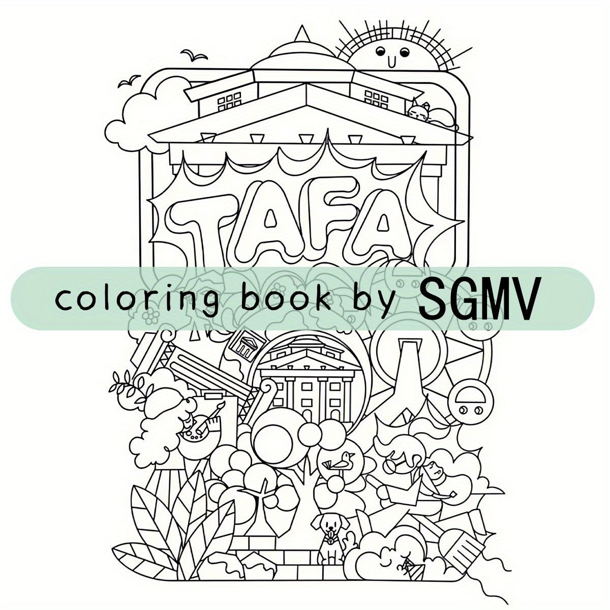 Charming Town Coloring Book 22 Pages Stress Relief Art Adults Teens