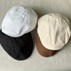 Men's Summer Newsboy Cap Vintage Golf Hat Solid Cabbie Cap