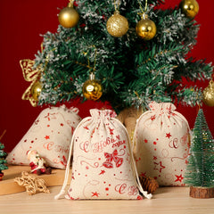 12pcs Xmas Burlap Bags Drawstring Gift Bags Hanging Advent Calendar Candy Bag