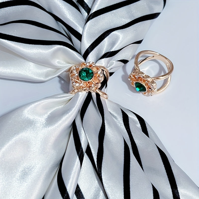 Sun Flower Silk Scarf Buckle with Artificial Diamond