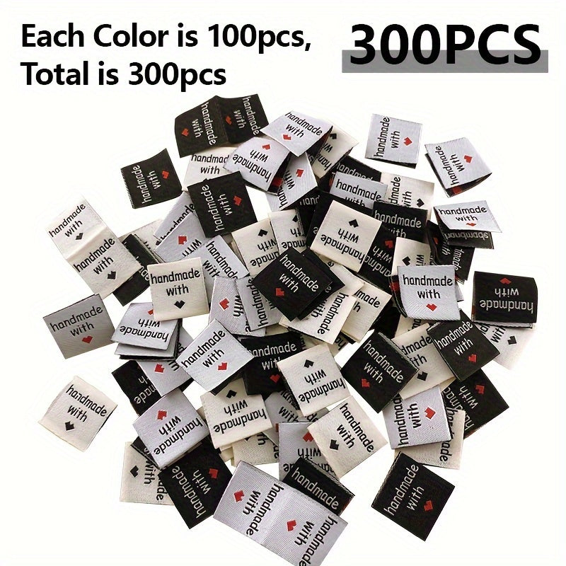 100pcs/300pcs With Love Woven Sewing Labels