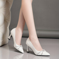 Knot Strap Stiletto Heels Faux Leather Pumps
