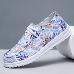 Floral Print Lightweight Canvas Sneakers Wear Resistance Non Slip Shoes