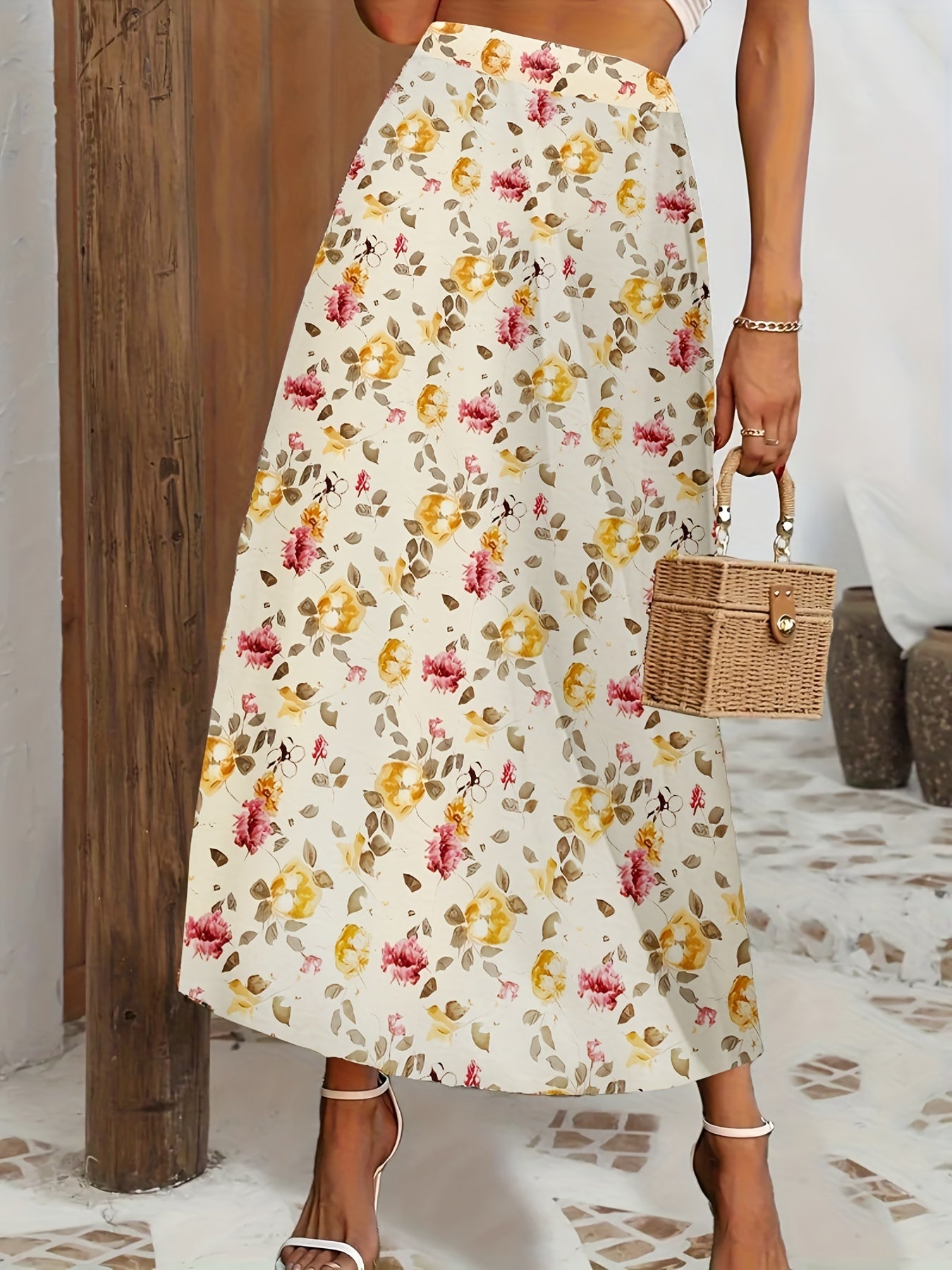 Floral Print High Waist Skirt for Women