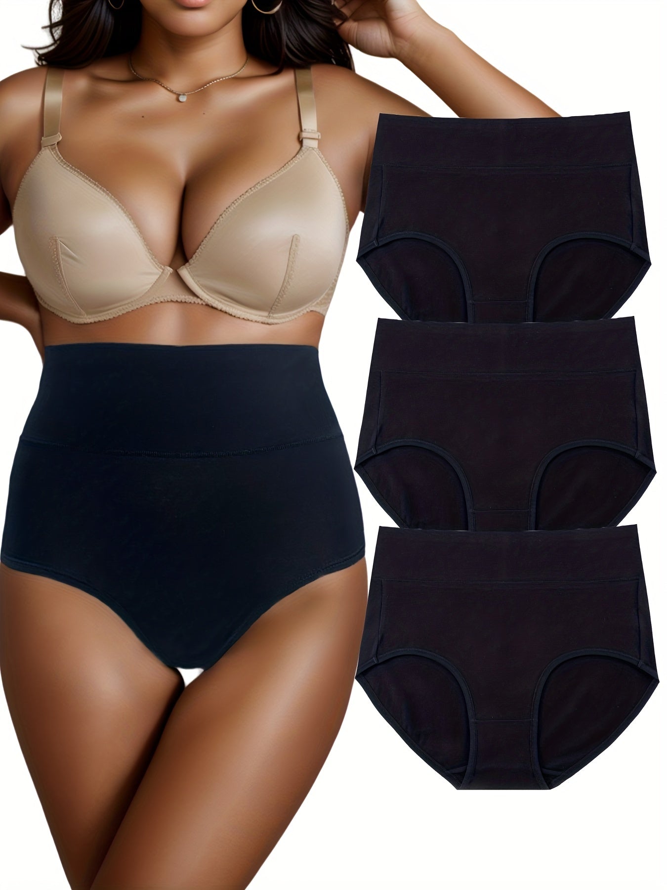 3pcs Stretchy Intimates Panties Comfy & Breathable Women's Lingerie
