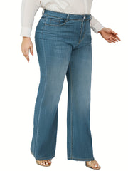 Washed Button Fly Wide Leg Jeans
