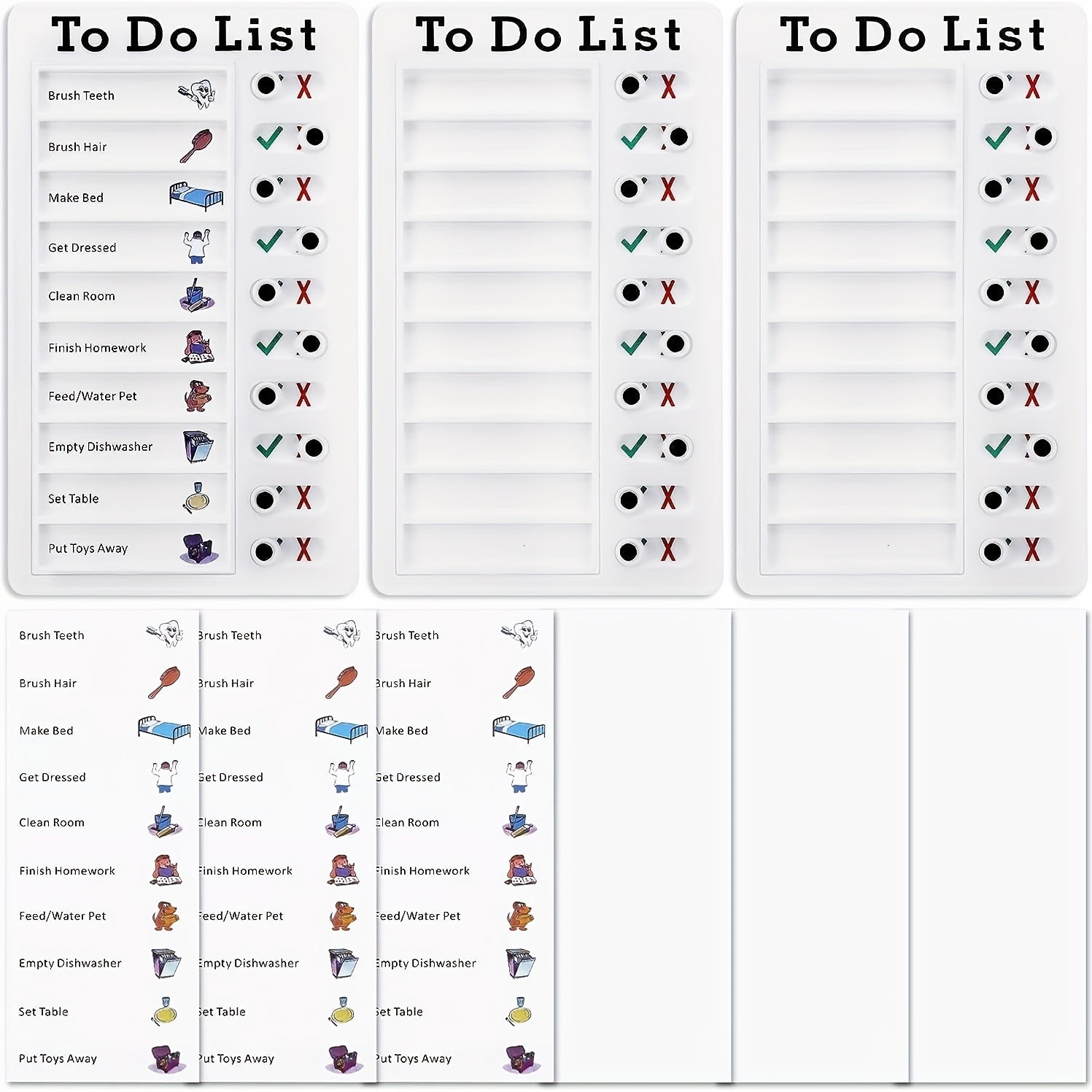 3pcs Reusable Daily Schedule & Chore Chart Checklist Board