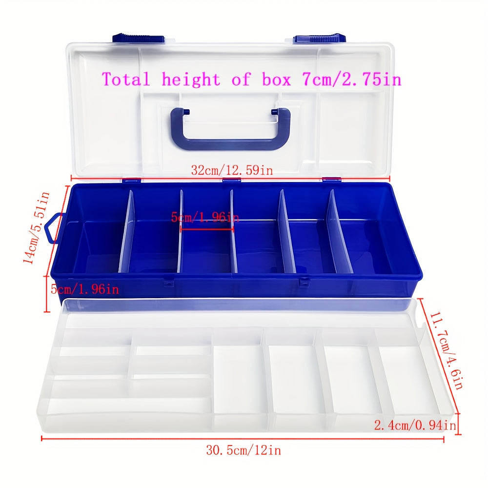 Double Layer Tool Storage Box with Grids & Handles