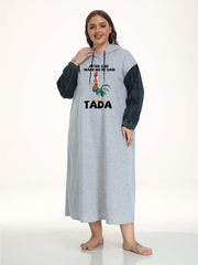 Funny Rooster Print Hooded Sleep Dress