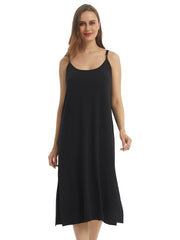 Women's Solid Thin Straps High Fork Pajamas Dress