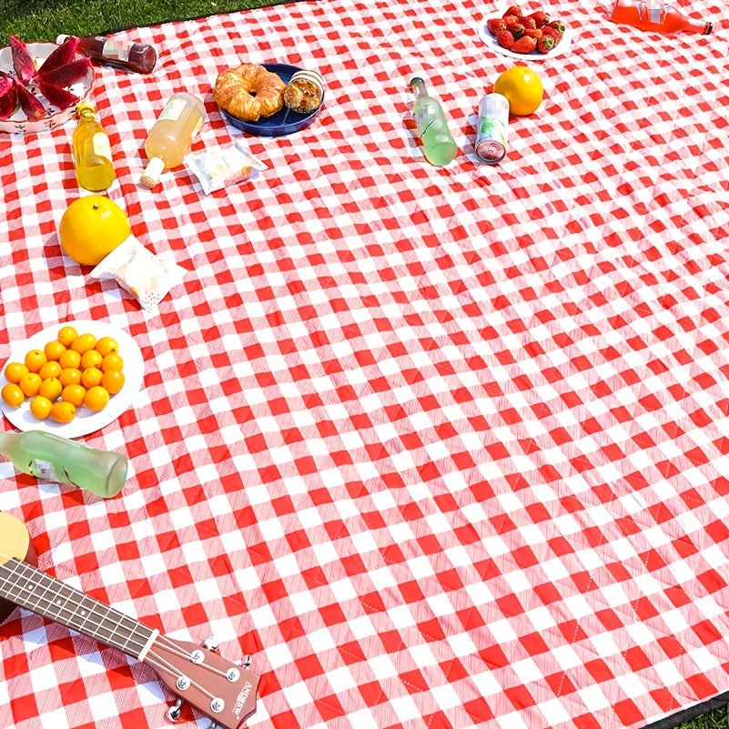 Foldable Plaid Pattern Picnic Mat - Waterproof Travel Beach Mat
