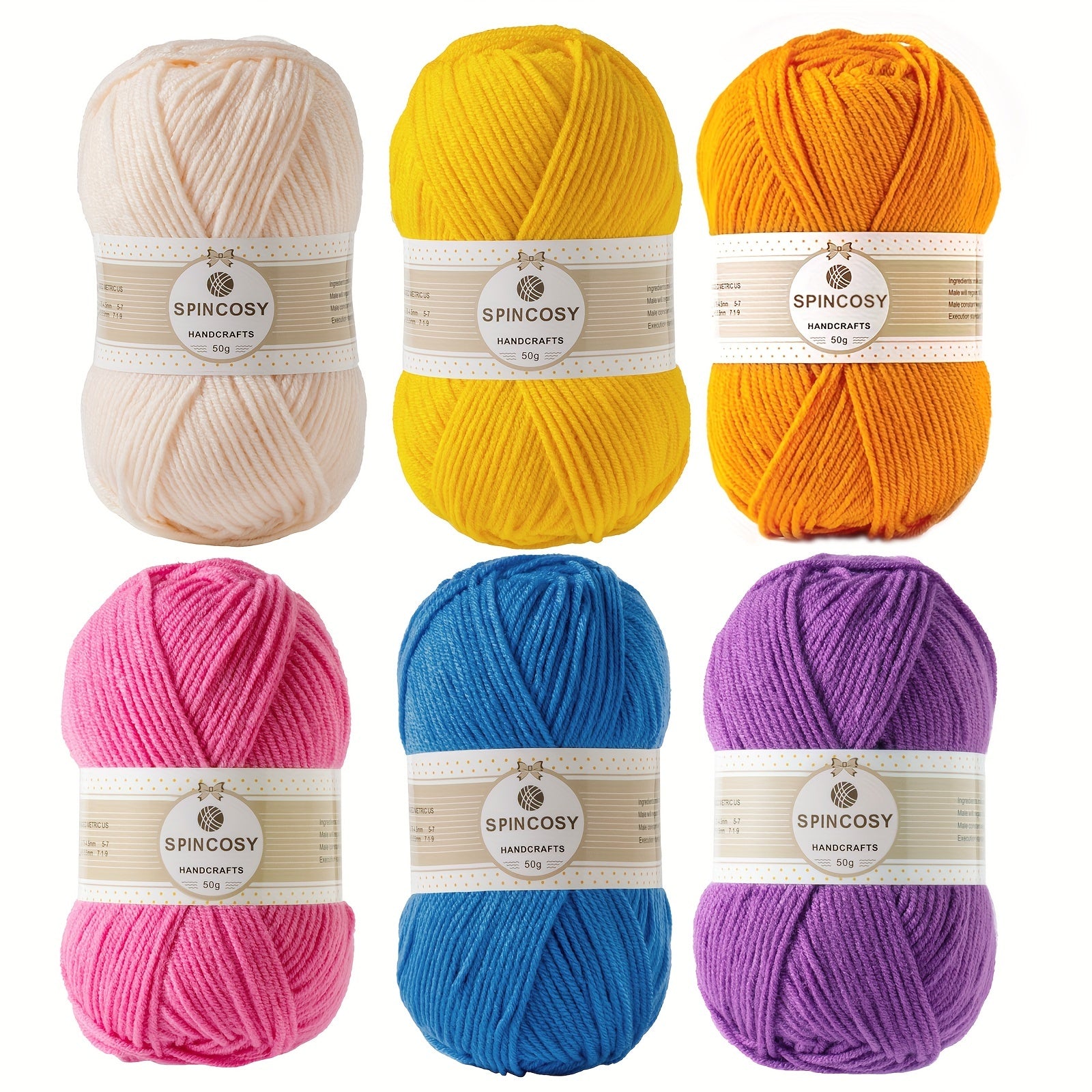 6pcs Beginner Crochet Yarn Easy to See Stitch Unisex Hand Knitting