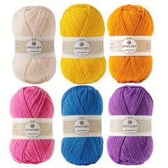 6pcs Beginner Crochet Yarn Easy to See Stitch Unisex Hand Knitting