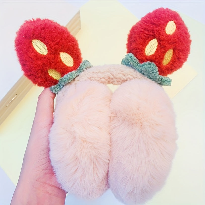 Strawberry Plush Winter Earmuffs Anti Freeze Soft Furry Earmuffs