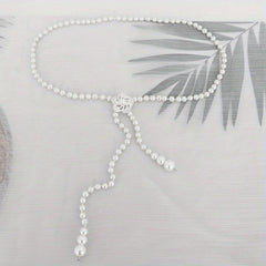 Pearl Waist Chain Adjustable Girdle Rhinestone Decor Dress Chain Belts