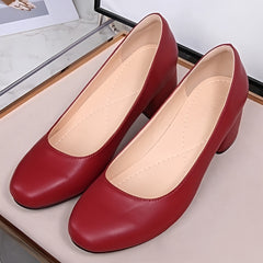 Chunky Heel Court Shoes for Women - Non Slip Mid Heel Footwear