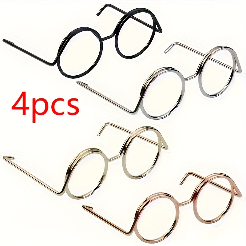 4pcs Mini Eyeglass Frames Various Colors Iron Accessories Metal Craft Glasses