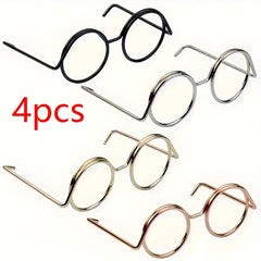 4pcs Mini Eyeglass Frames Various Colors Iron Accessories Metal Craft Glasses