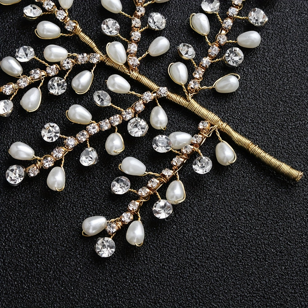 Bride Hair Clip Rhinestone Hairpin Faux Pearl Beads Hair Accessories