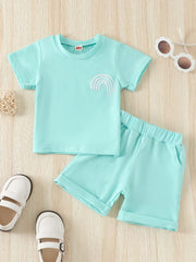 2pcs Baby Boys Rainbow T shirt & Shorts Set