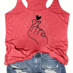 Heart Graphic Sports Tank Top Sleeveless Shirts