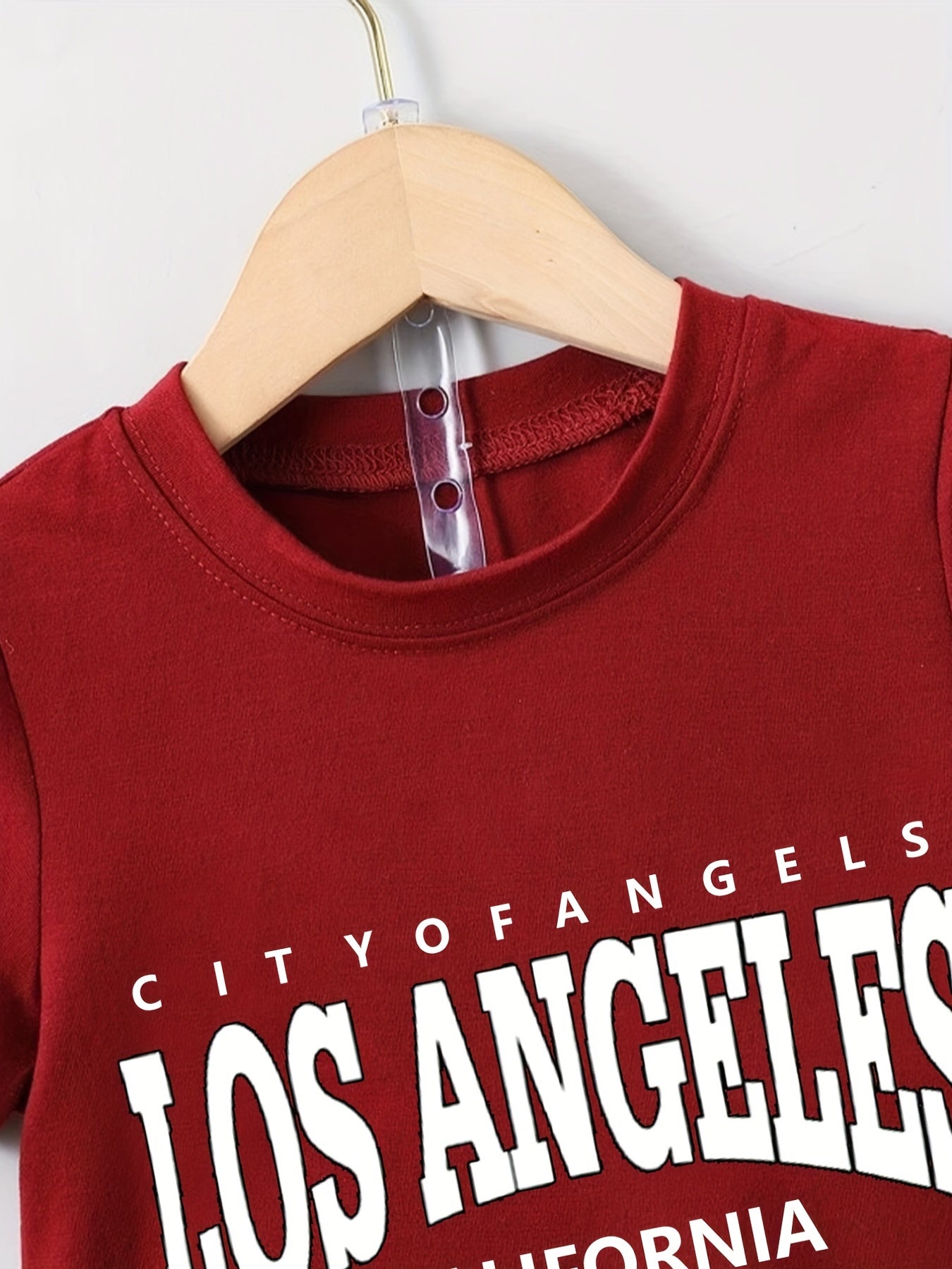 2pcs Boys Casual Short Sleeve Suit Comfy LOS ANGELES Letter Print T shirt&shorts